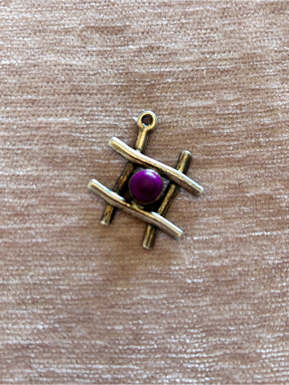 Mexico Sterling Silver 925 Vintage Modernist Purple Stone Pendant Geometric